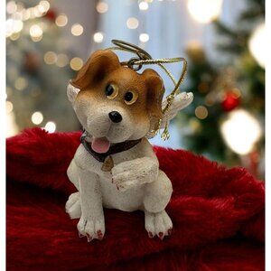 Vintage Angel Dog Christmas Tree Ornament Jack Russell Terrier Puppy Halo